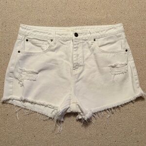 White Distressed Women Shorts